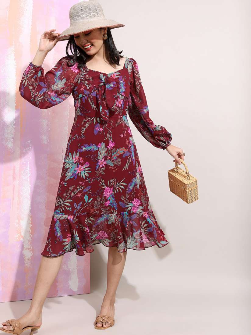 Buy Tokyo Talkies Floral Printed A Line Midi Dress Dresses for Women 21980460 Myntra