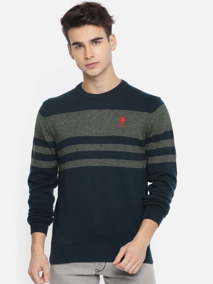 Buy U.S. Polo Assn. Men Navy Grey Striped Pullover Sweaters for Men 2198266 Myntra