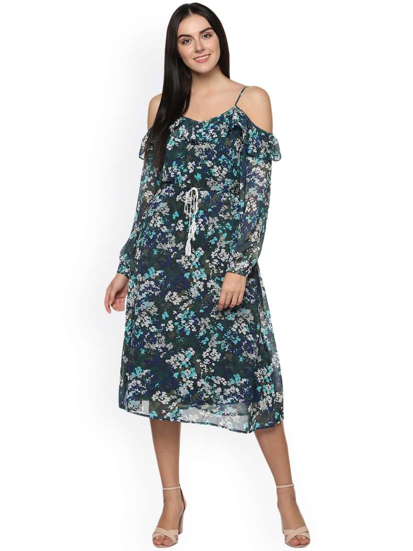 Buy Abiti Bella Women Green Printed A Line Dress Dresses for Women 2198586 Myntra