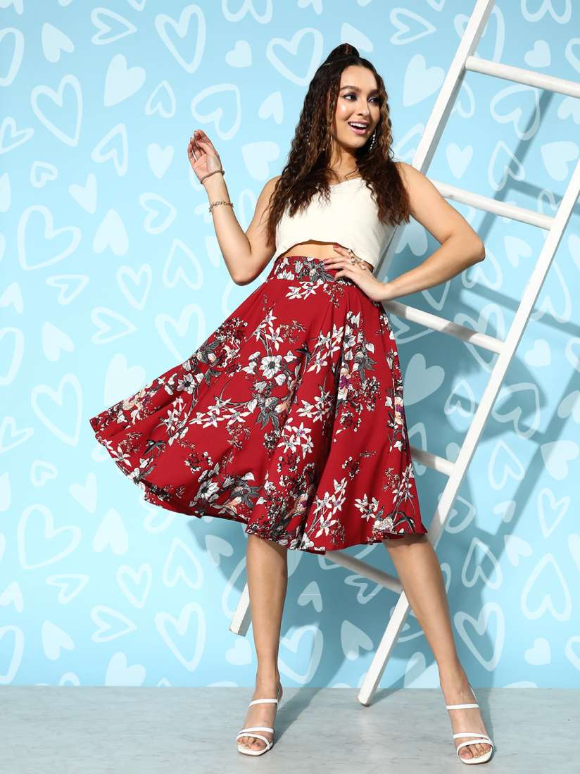Buy Berrylush Women Floral Print Flared High Rise A Line Skirt Skirts for Women 21989262 Myntra
