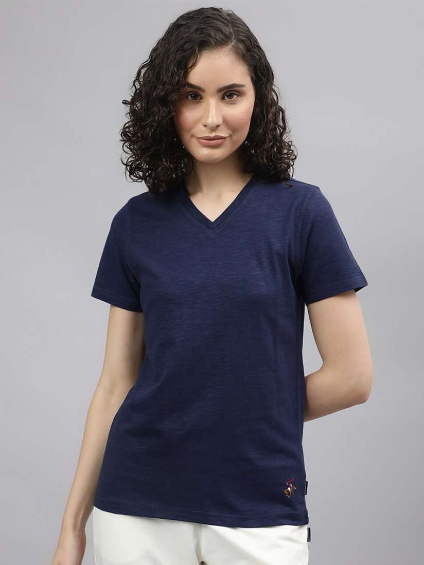 Buy Beverly Hills Polo Club V Neck Pure Cotton T shirt Tshirts for Women 21989618 Myntra