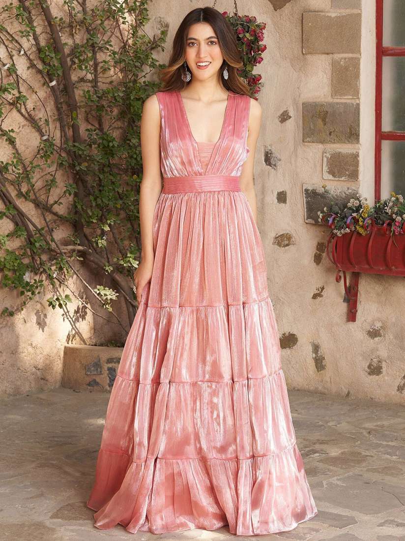 Buy Lavanya The Label V Neck Gathered Maxi Tired Ball Gown Dresses for Women 21990276 Myntra