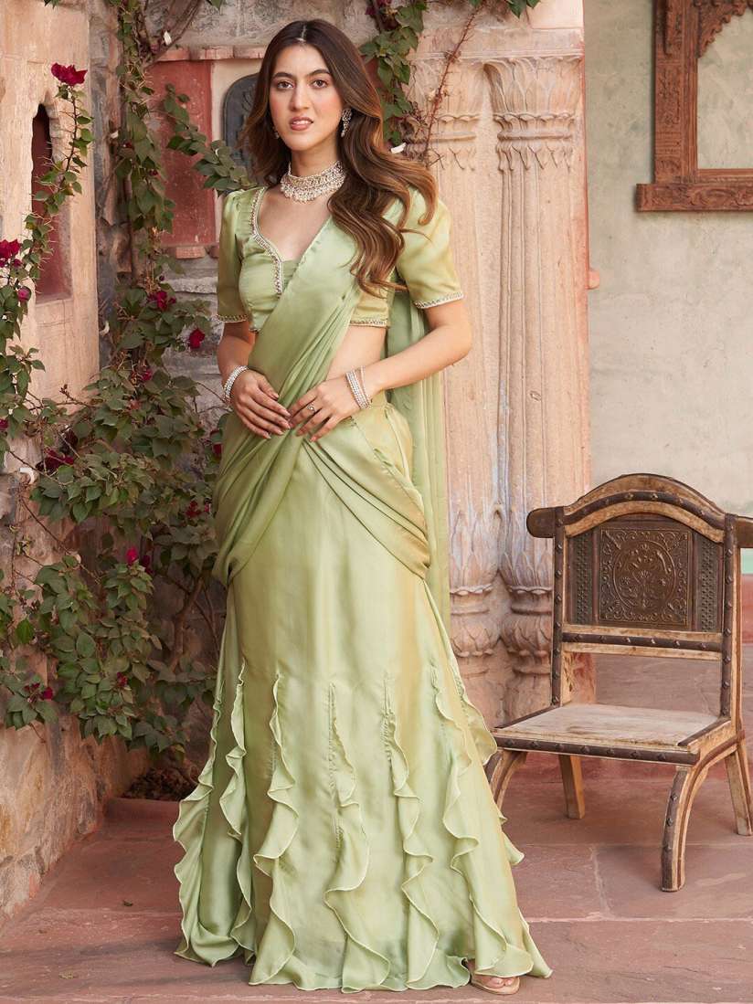 Myntra frill saree clearance