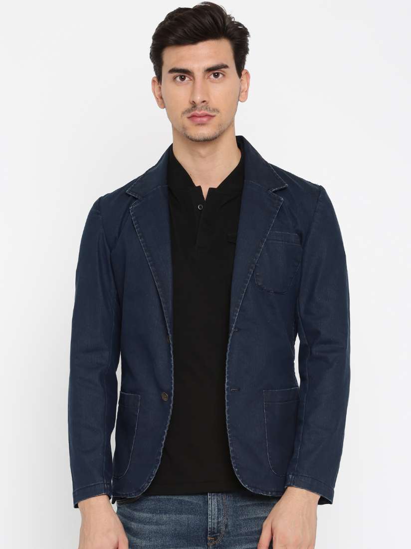 Denim casual blazer discount