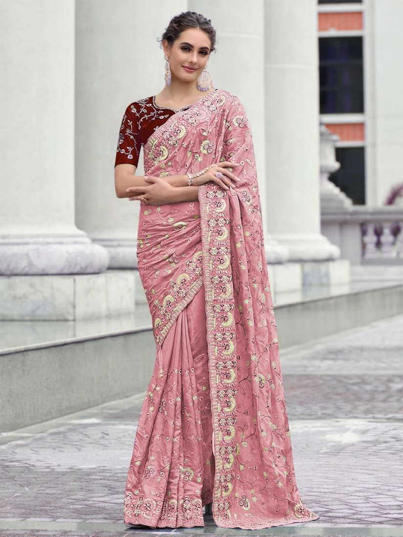 Myntra embroidered sarees on sale