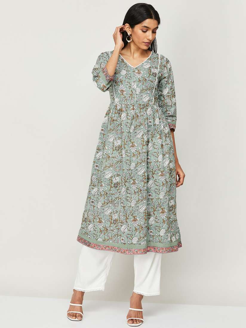 Melange floral print anarkali kurta store