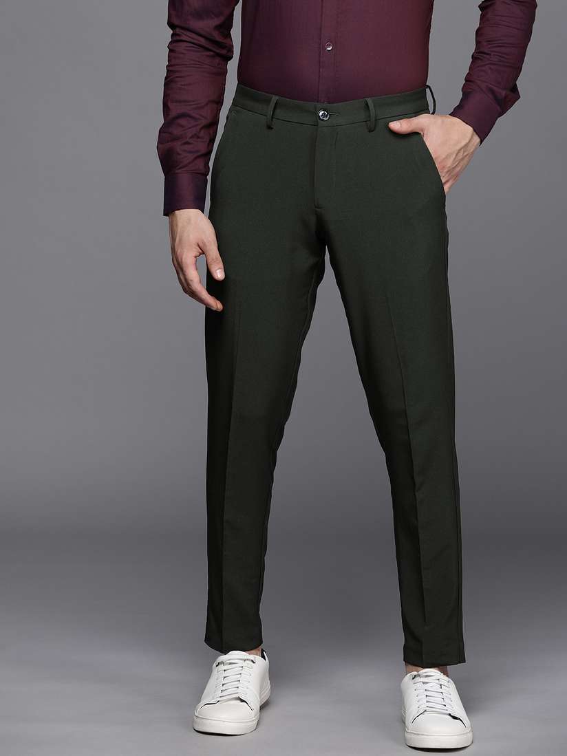 Buy Allen Solly Men Textured Custom Slim Fit High-Rise Cropped
