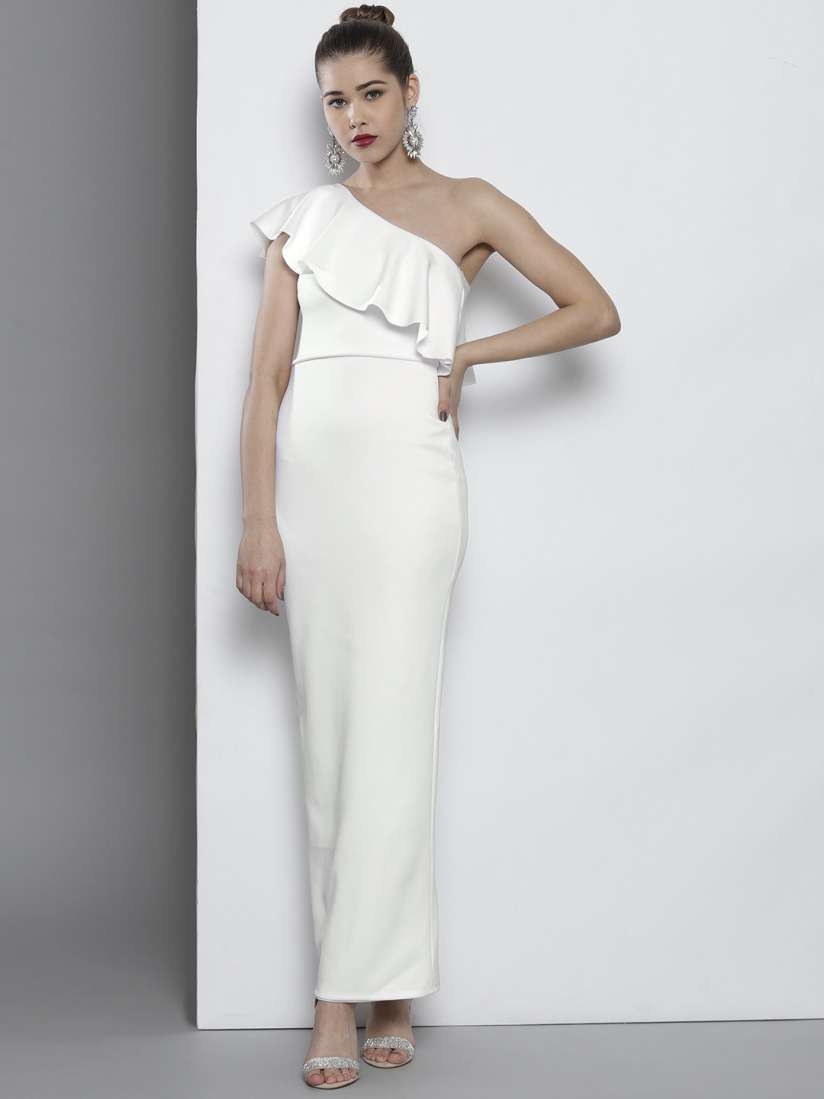 Buy DOROTHY PERKINS Women White Solid One Shoulder Maxi Dress Dresses for Women 2200170 Myntra