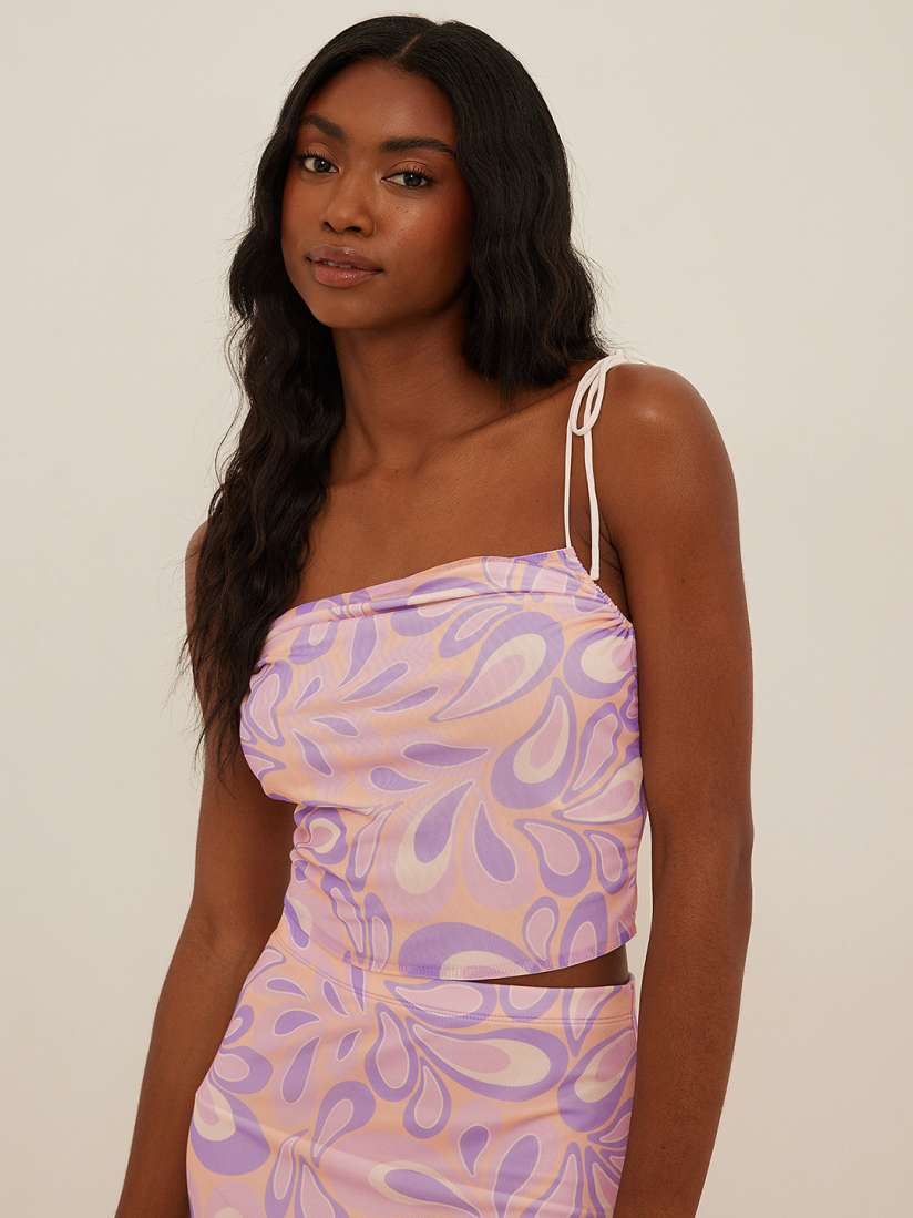 Buy NA KD Printed Tie Up Shoulder Strap MeshCrop Top Tops for Women 22012790 Myntra