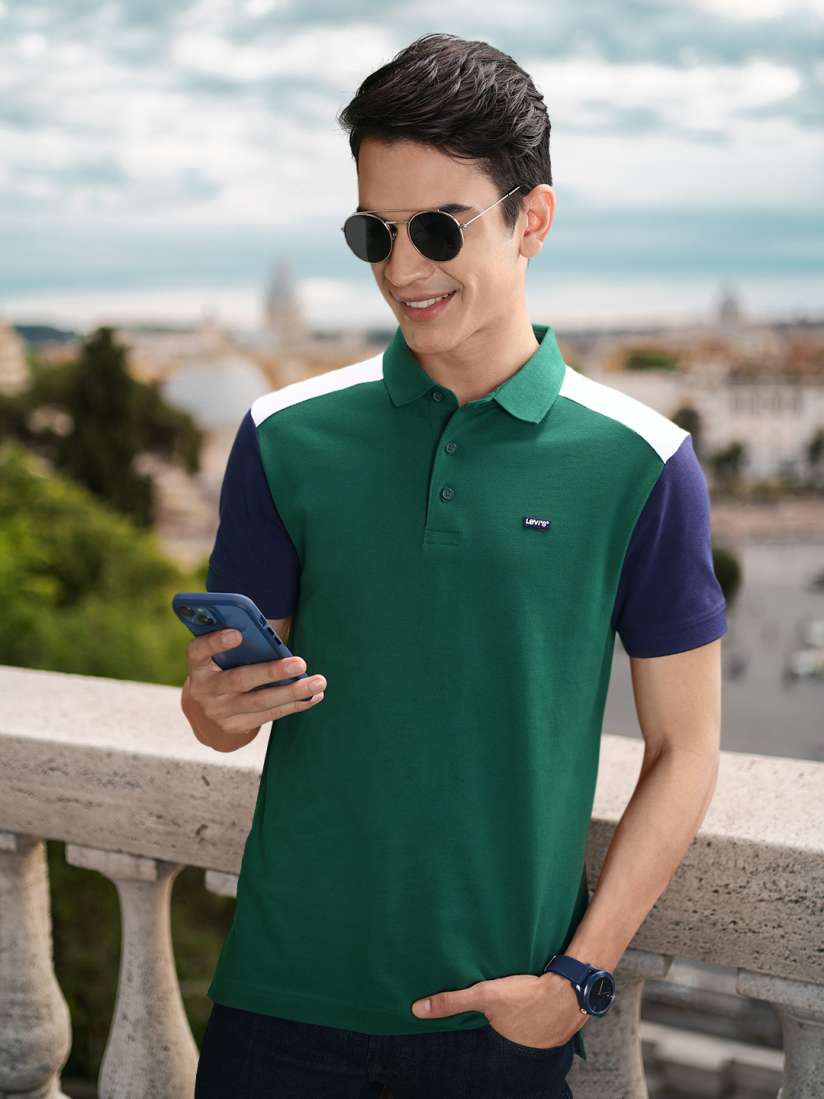 Buy Levis Colourblocked Polo Collar Pure Cotton T shirt Tshirts for Men 22015620 Myntra