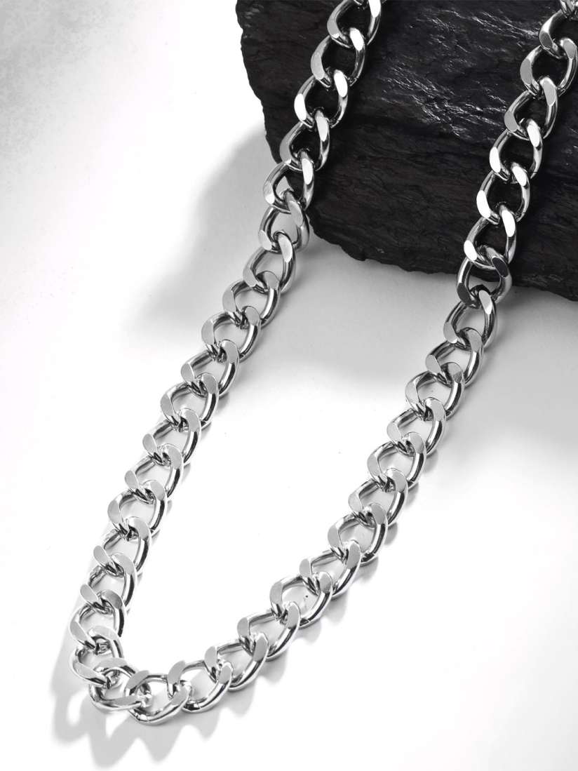 Buy VIRAASI Men Silver Plated Stainless Steel Chain Necklace and Chains for Men 22017464 Myntra