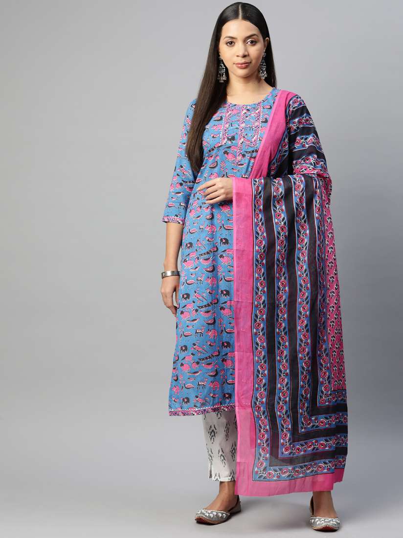 Buy BUTA BUTI Printed Pure Cotton Unstitched Dress Material Dress Material for Women 22024104 Myntra