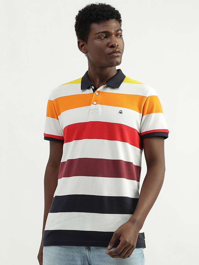 Horizontal striped polo shirts sale