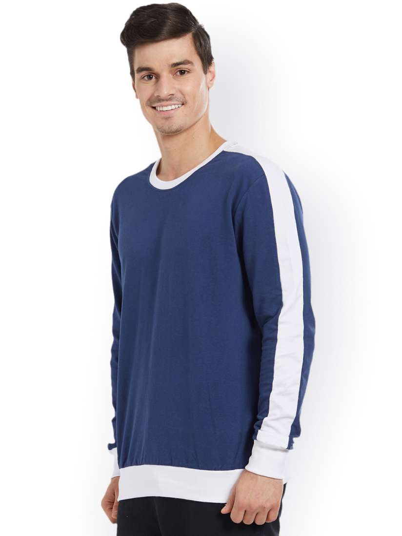 Buy DEEZENO Men Navy Blue White Colourblocked Sweatshirt Sweatshirts for Men 2202929 Myntra