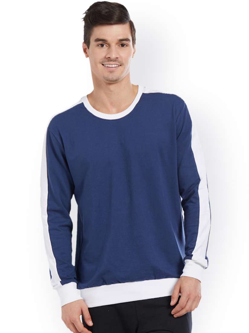 Buy DEEZENO Men Navy Blue White Colourblocked Sweatshirt Sweatshirts for Men 2202929 Myntra