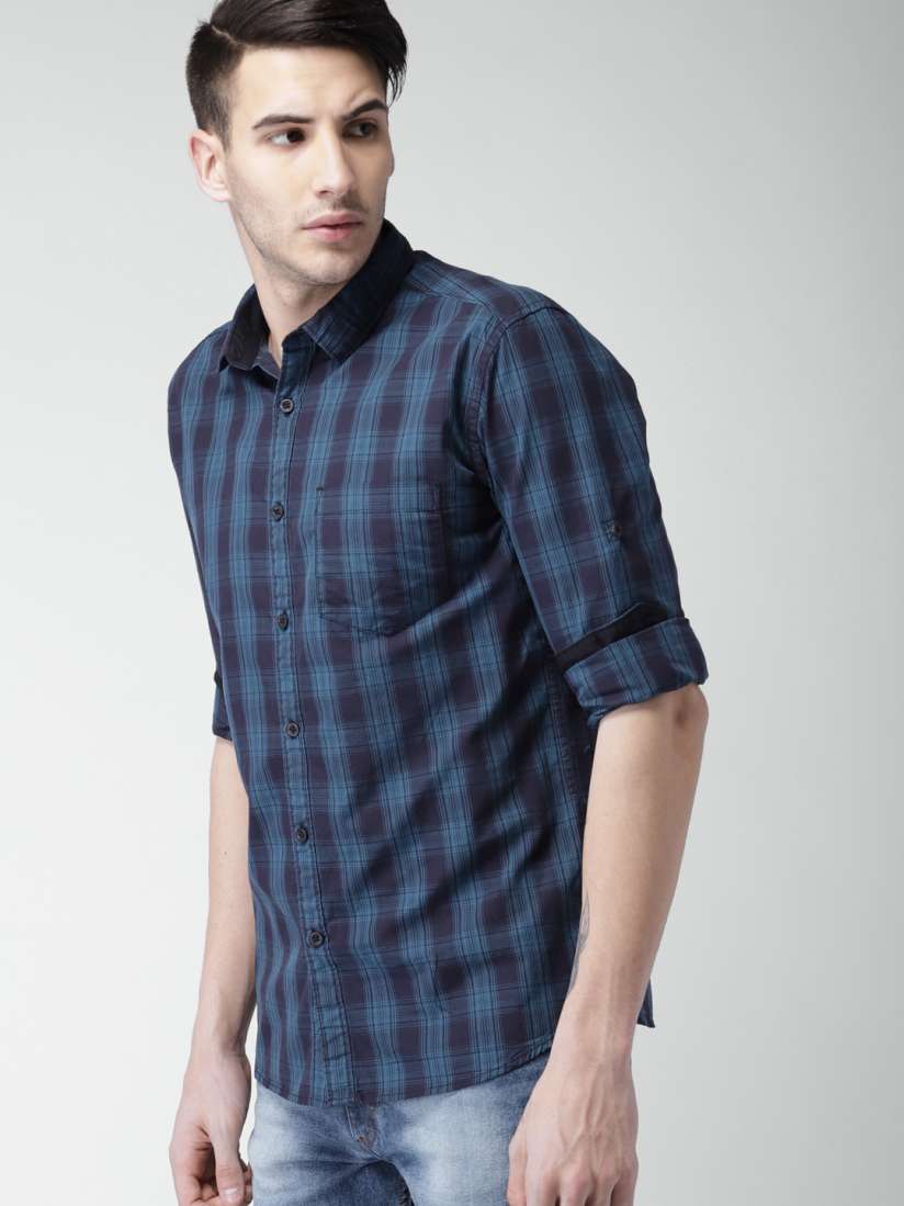 Buy HIGHLANDER Men Blue Slim Fit Checked Casual Shirt Shirts for Men 2203764 Myntra
