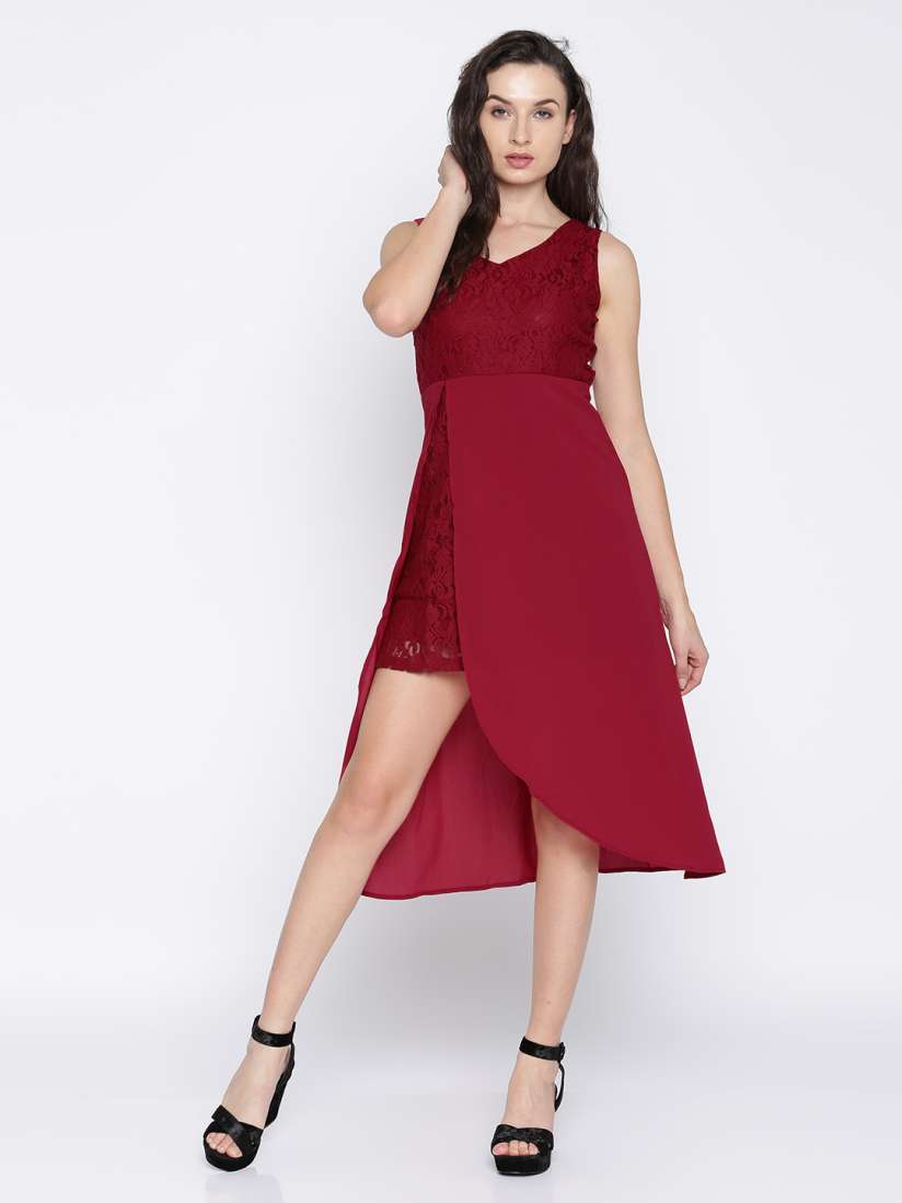 Buy Jealous 21 Women Maroon Solid Fit and Flare Dress Dresses for Women 2203844 Myntra