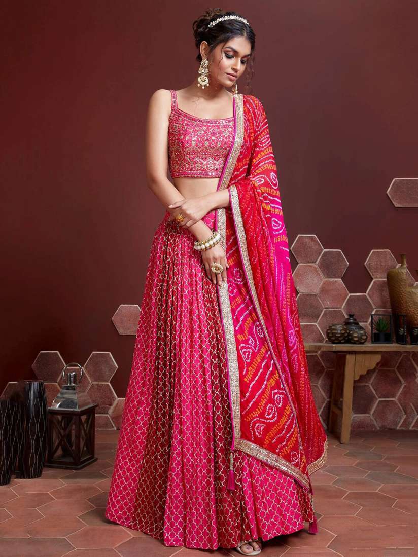 Buy FABPIXEL Embellished Thread Work Semi Stitched Lehenga Unstitched Blouse With Dupatta Lehenga Choli for Women 22046404 Myntra