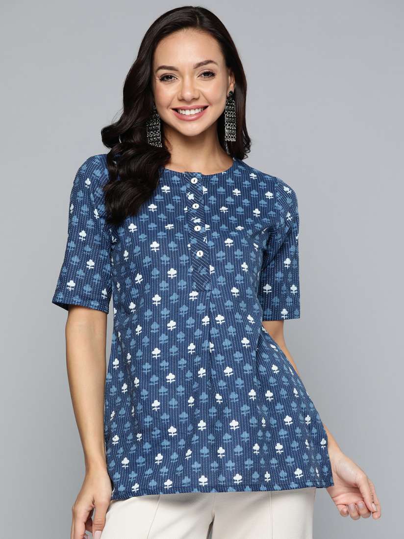Buy HERE NOW Ethnic Motifs Printed Thread Work Pure Cotton Kurti Kurtis for Women 22049346 Myntra