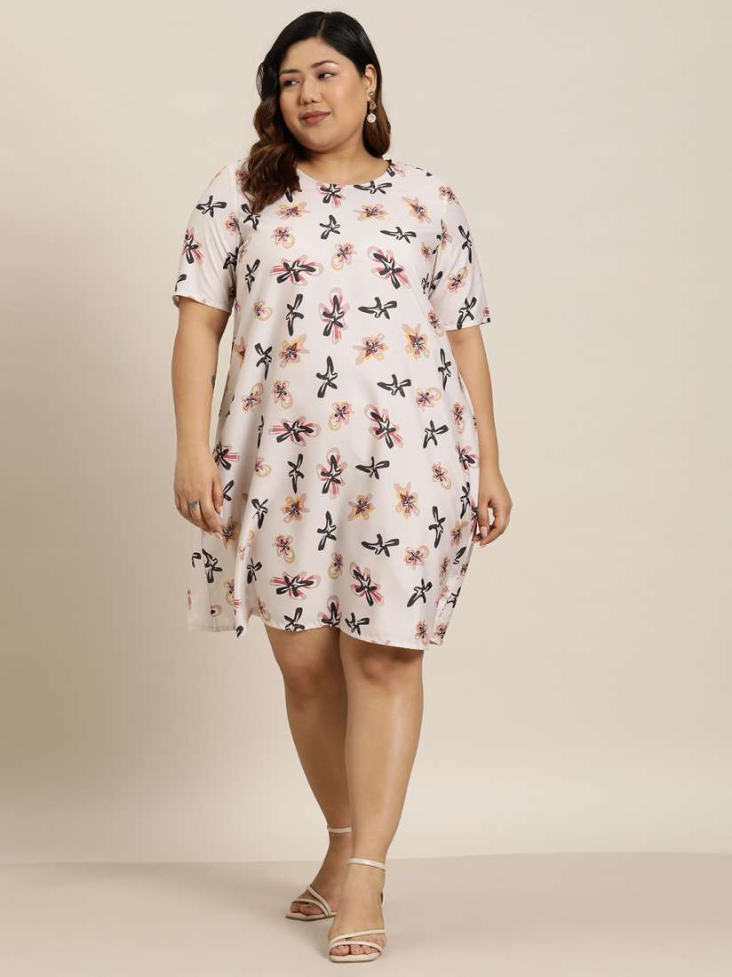 Buy Sztori Plus Size Pink Floral Print A Line Dress Dresses for Women 22049432 Myntra