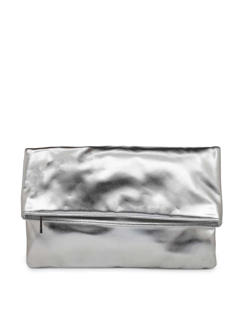 Buy FOREVER 21 Silver Toned Foldover Clutch Clutches for Women 2205090 Myntra