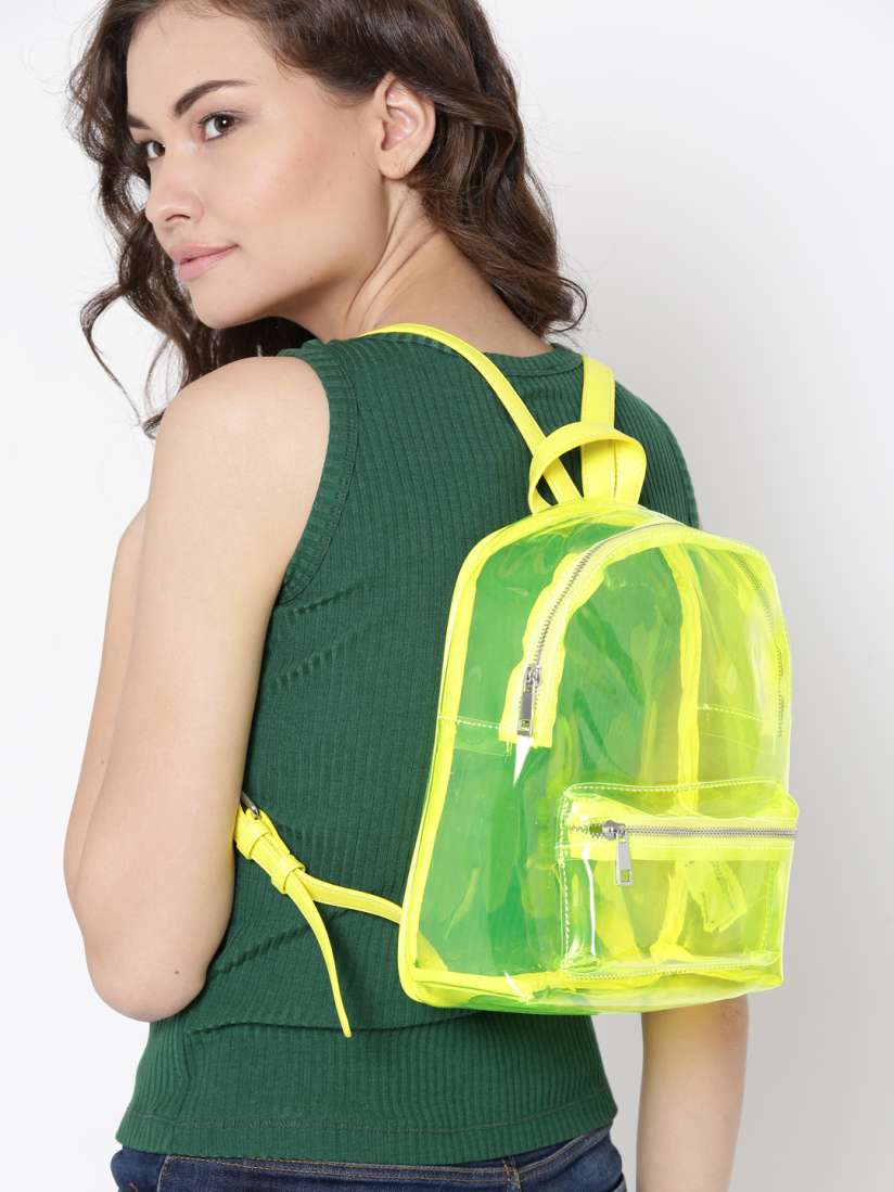 Buy FOREVER 21 Women Fluorescent Green Transparent Backpack Backpacks for Women 2205146 Myntra