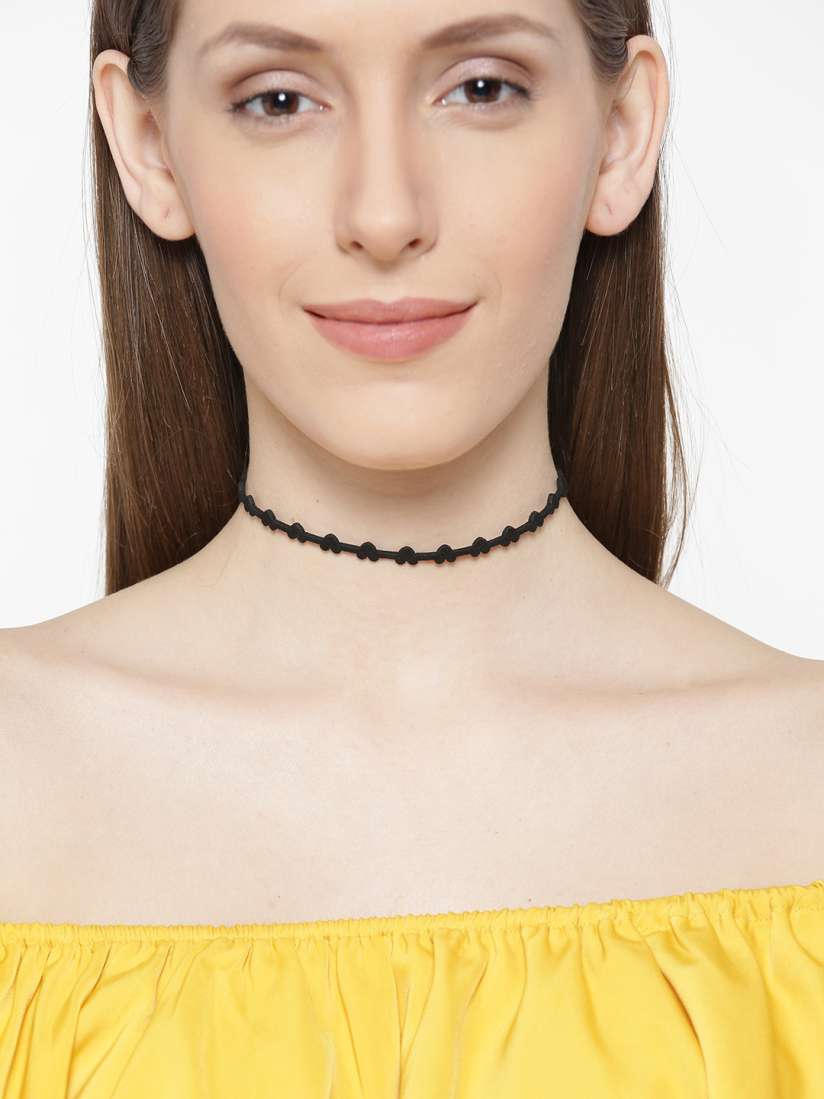 Buy FOREVER 21 Black Synthetic Heart Shaped Choker Necklace Necklace and Chains for Women 2205375 Myntra