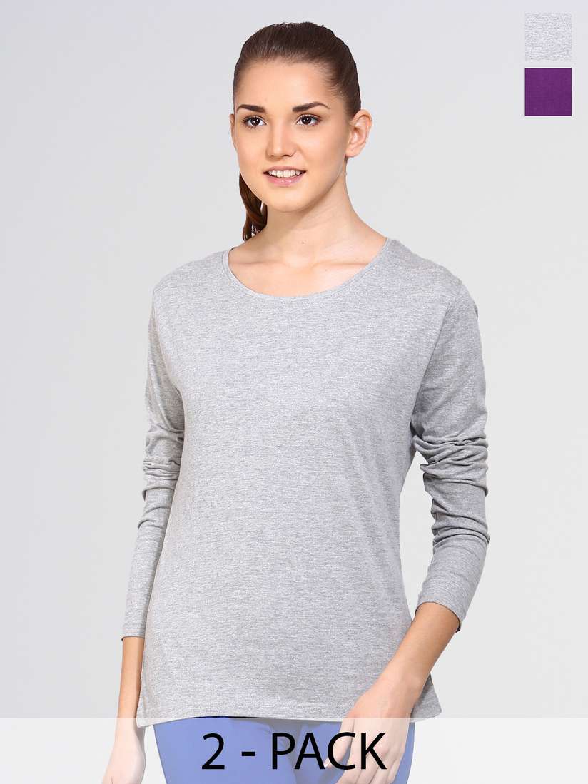 Buy appulse Pack Of 2 Long Sleeves Cotton Slim Fit T-shirt 