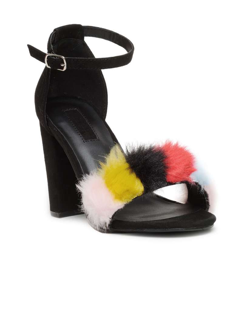 Buy FOREVER 21 Women Black Colourblocked Faux Fur Heels Heels for Women 2205816 Myntra