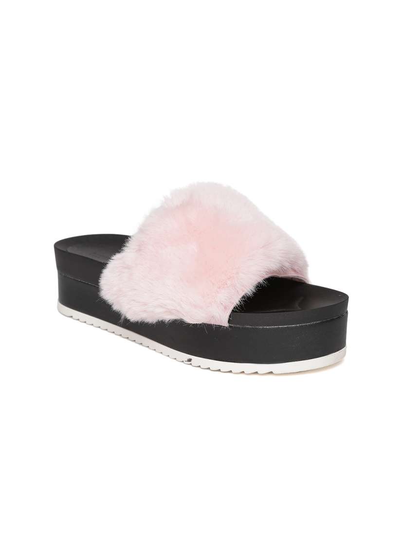Buy FOREVER 21 Women Pink Faux Fur Flatforms Heels for Women 2205908 Myntra