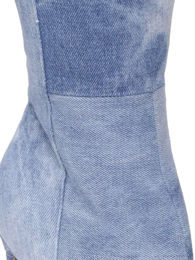 Buy FOREVER 21 Women Blue Denim Heeled Boots Boots for Women 2205969 Myntra