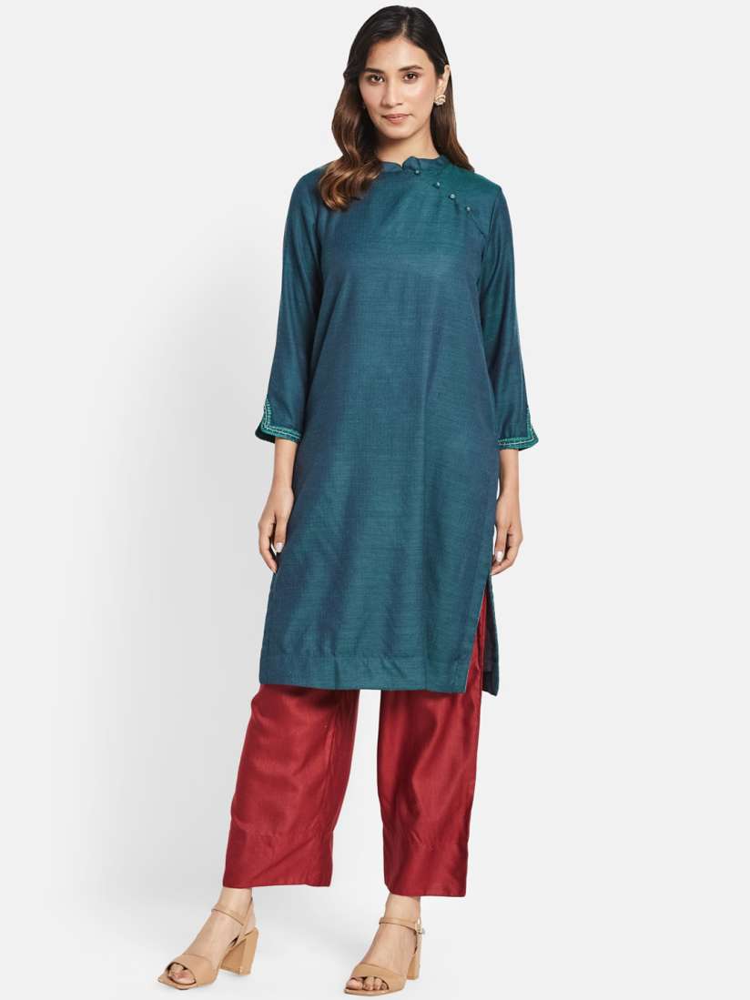 Buy Fabindia Regular Band Collar Woolen Kurta Kurtas for Women 22061130 Myntra