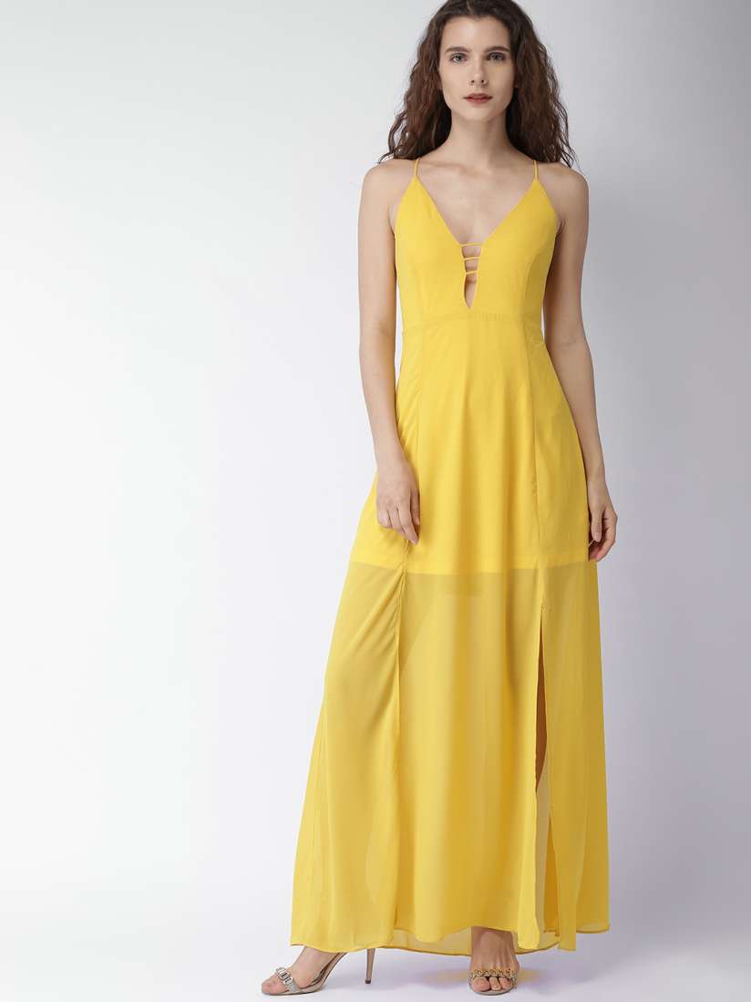 Buy FOREVER 21 Women Yellow Solid Maxi Dress Dresses for Women 2206219 Myntra