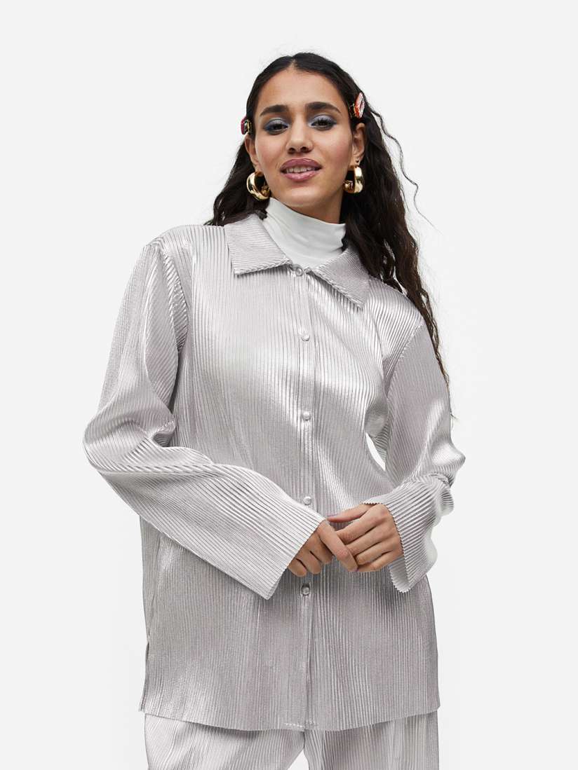 Metallic shirt dames best sale
