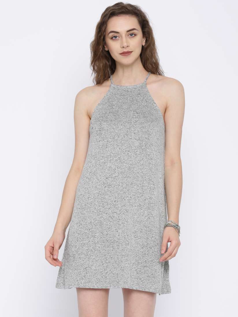 Buy FOREVER 21 Women Grey Solid A Line Dress Dresses for Women 2206333 Myntra
