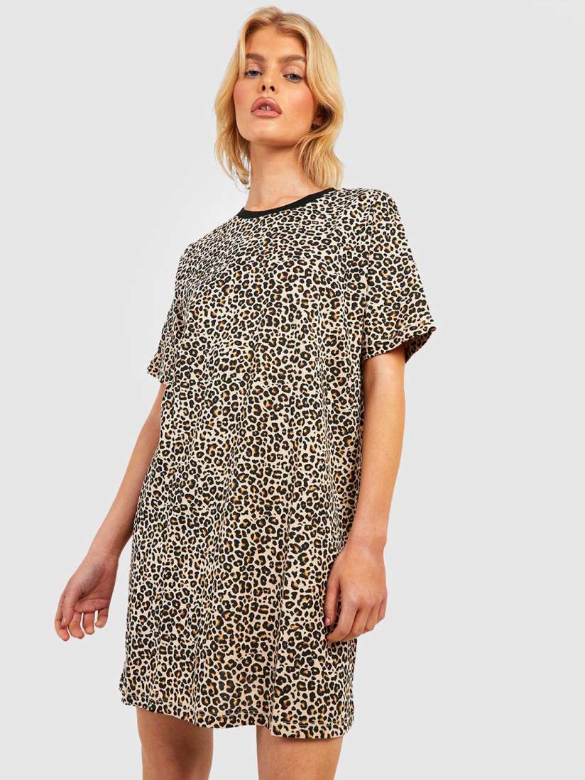 Buy Boohoo Pure Cotton Animal Print Oversized T shirt Dress Dresses for Women 22065502 Myntra