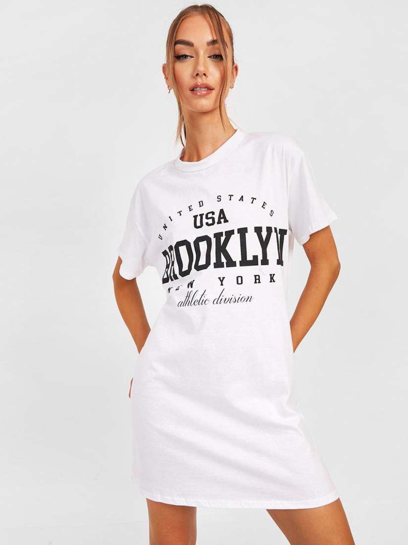 カットソー Bicolor T-shirt dress brw Boohoo oversized t shirt dress