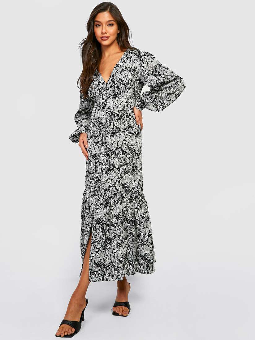 Buy Boohoo Paisley Printed Slit Maxi Dress - Dresses for Women 22066272 |  Myntra