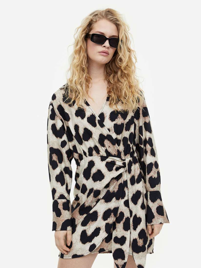Leopard wrap dress h&m deals