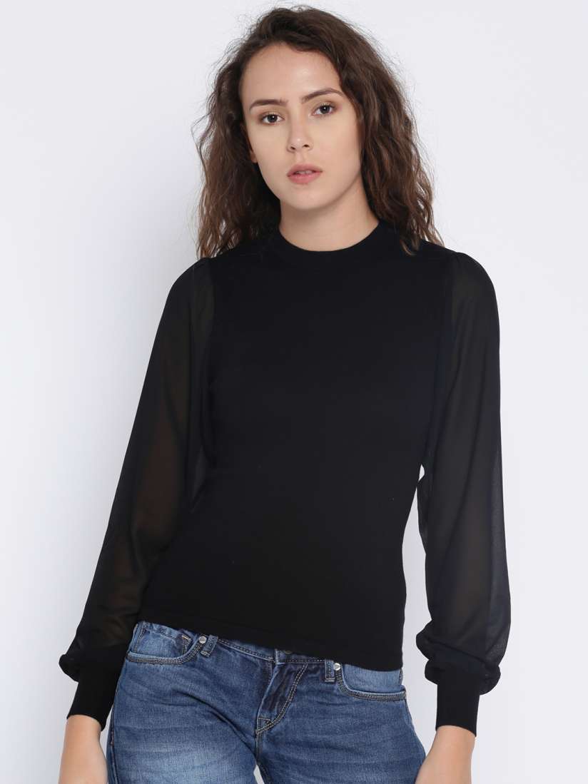 Buy FOREVER 21 Women Black Solid Pullover Sweater Sweaters for Women 2207172 Myntra