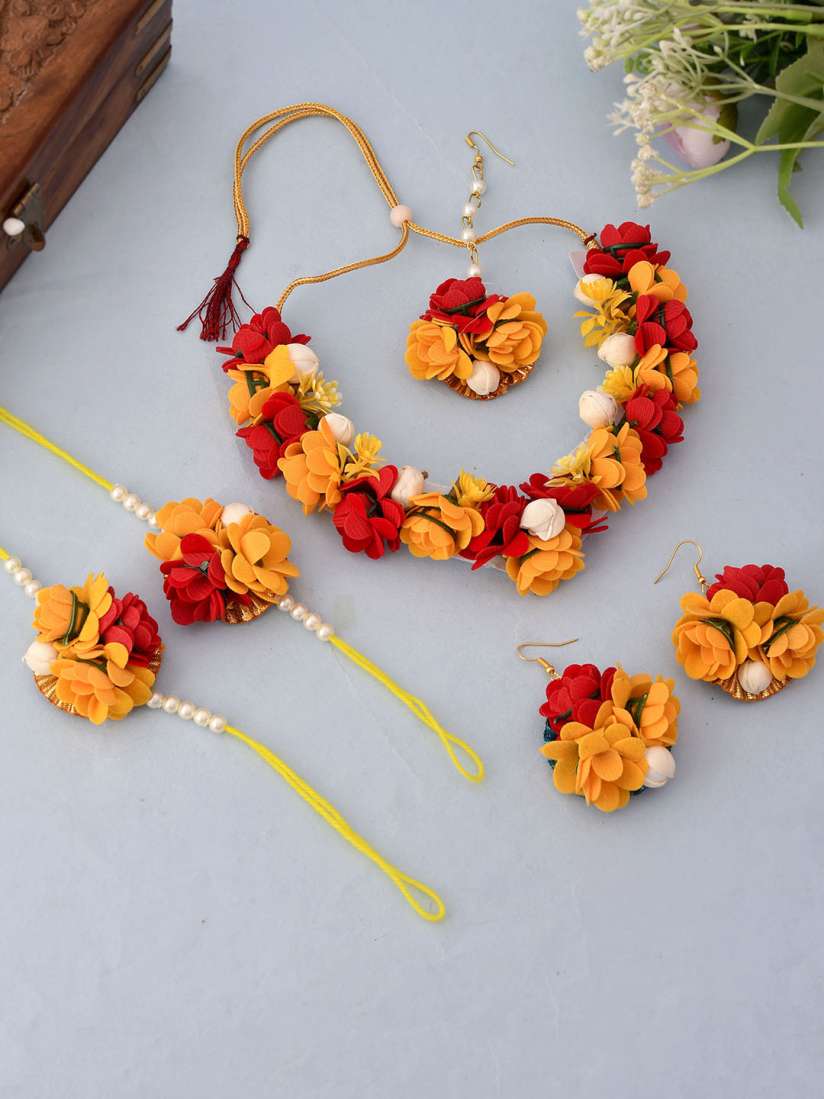 Buy Silvermerc Designs Floral Mehndi Haldi Jewellery Set Jewellery Set for Women 22074362 Myntra