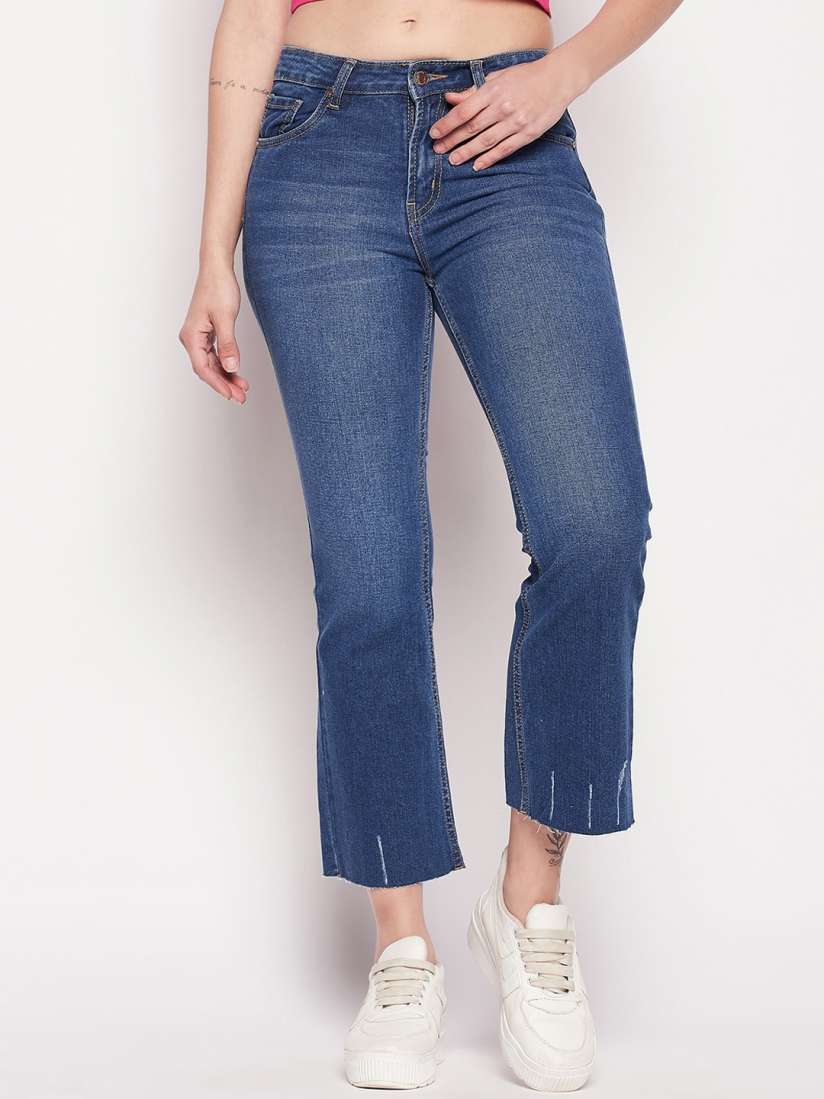 Buy Madame Women Flared Mid Rise Light Fade Cotton Jeans Jeans for Women 22075110 Myntra