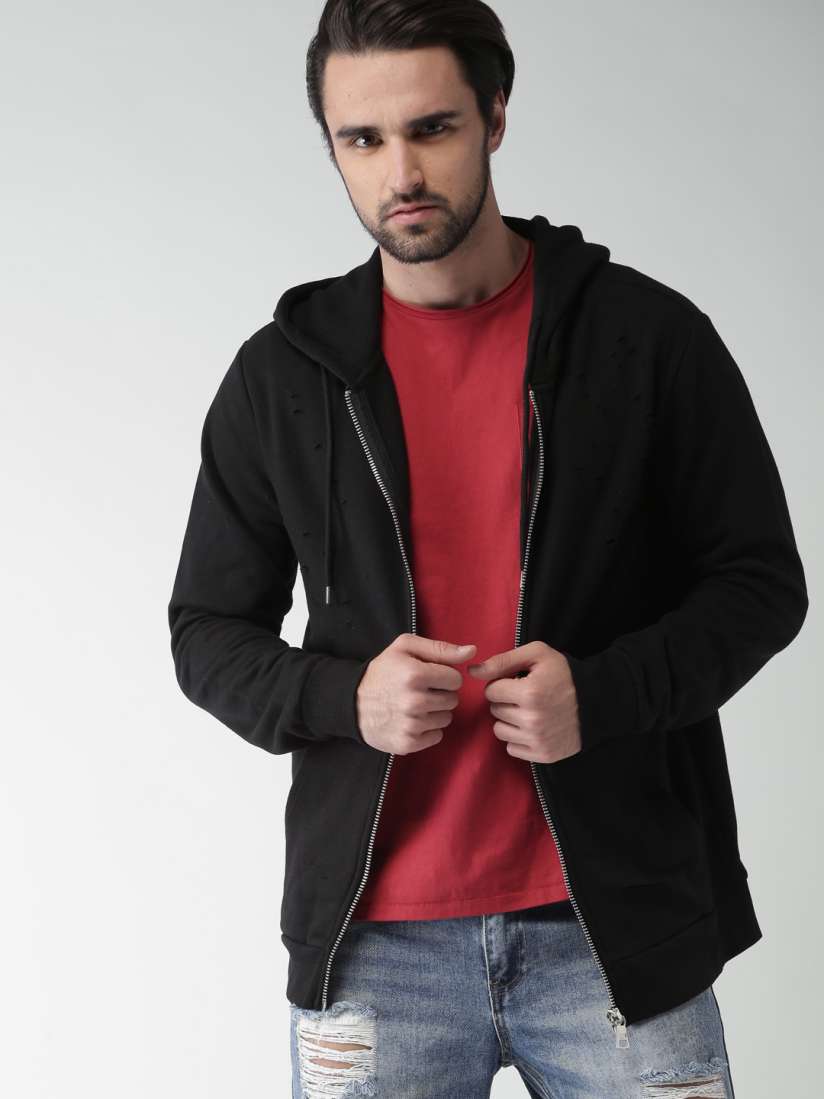 Buy FOREVER 21 Men Black Solid Hooded Sweatshirt Sweatshirts for Men 2207714 Myntra