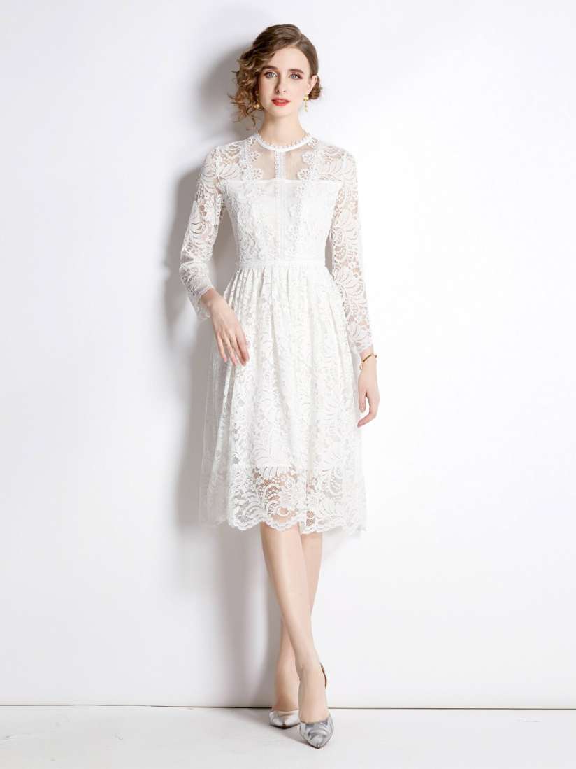 Buy JC Collection Floral Overlay Lace Long Sleeve Fit Flare Midi Dress Dresses for Women 22077812 Myntra
