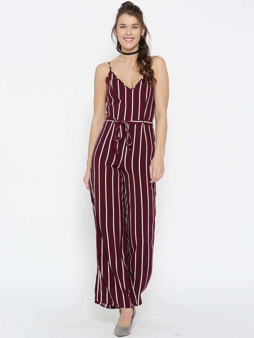 Striped jumpsuit myntra clearance
