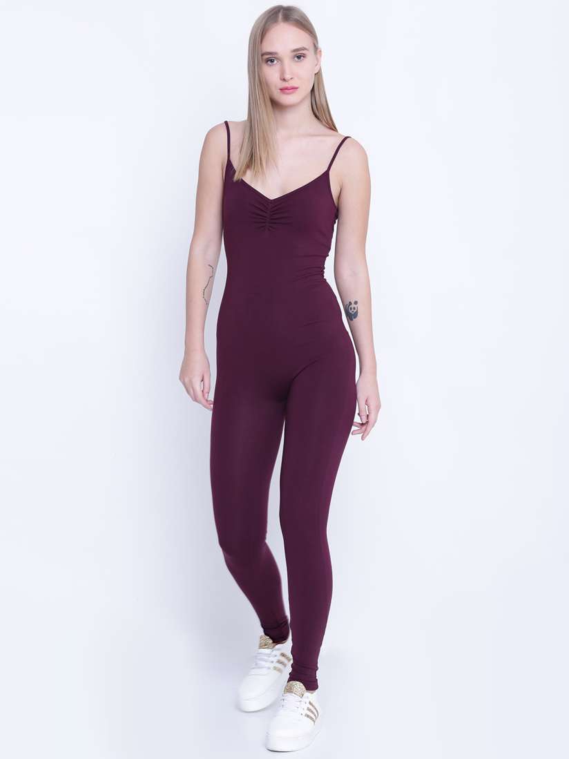 Buy FOREVER 21 Burgundy Solid Basic Jumpsuit Jumpsuit for Women 2208364 Myntra