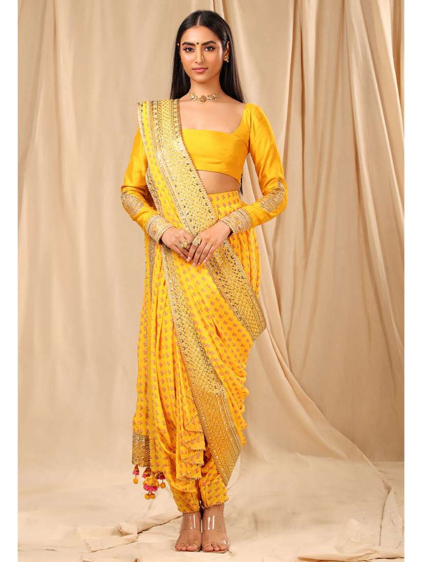 Buy Masaba Floral Printed Gotta Patti Dhoti Saree Sarees for Women 22086076 Myntra