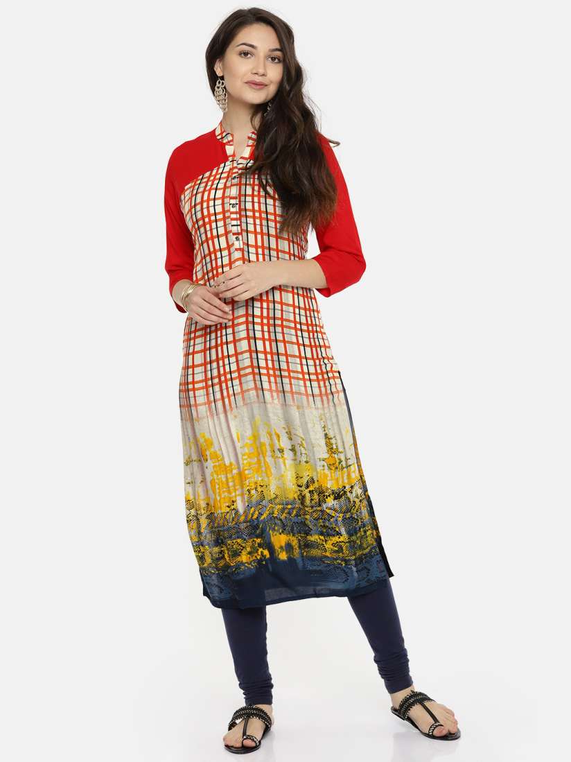 Buy Soch Women Red Beige Printed Straight Kurta Kurtas for Women 2208622 Myntra