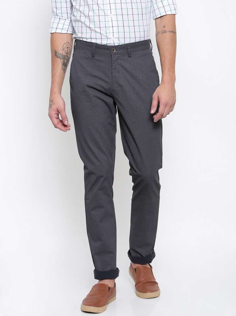 Buy John Miller Hangout Men Grey Ultra Slim Fit Regular Trousers - Trousers  for Men 2208623 | Myntra