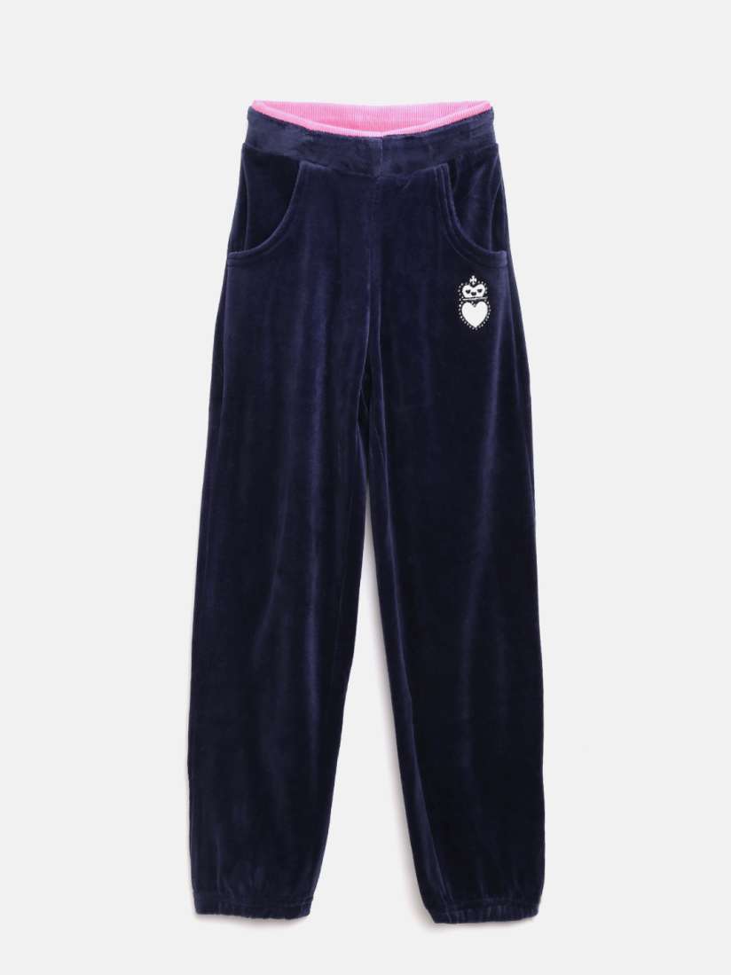 Girls navy track pants shop